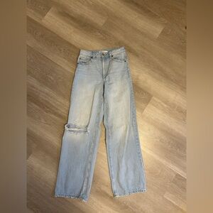 Garage Wide Leg Light Blue Distressed Women Jeans